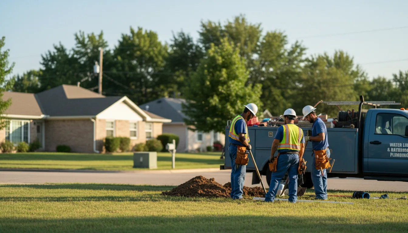 Residential water line and bathroom plumbing service in Lorraine, KS